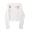 Embroidered Graphic Casual White Long Sleeve