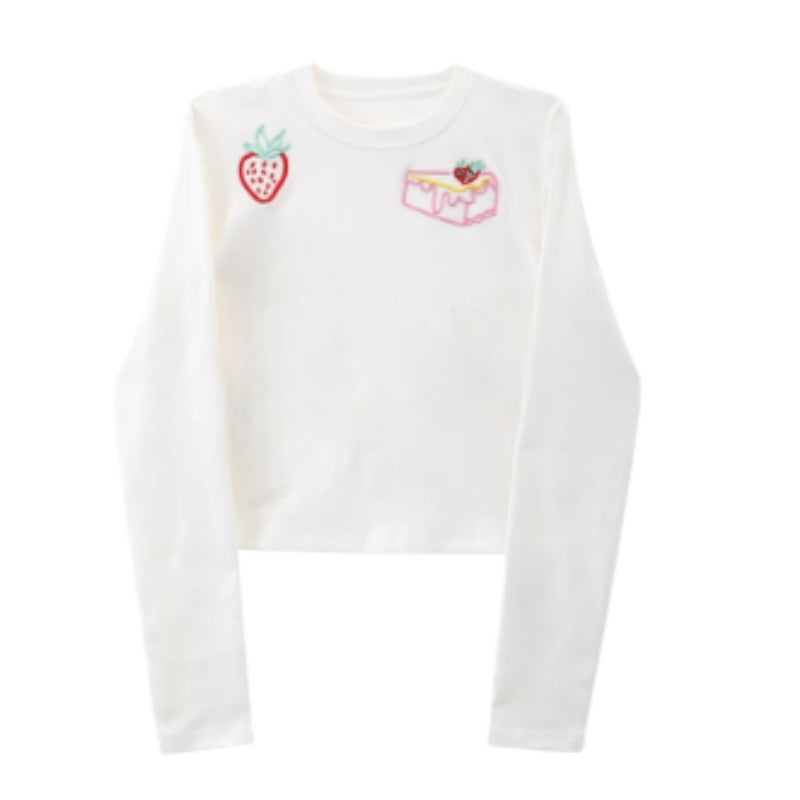 Embroidered Graphic Casual White Long Sleeve