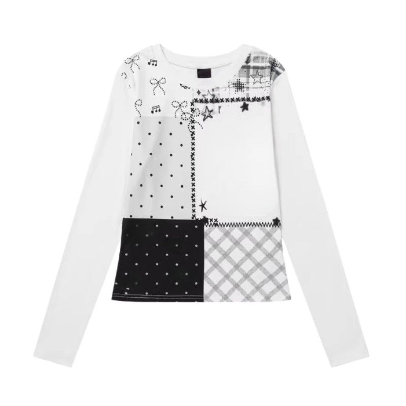 White Fun Graphic Street-Style Long Sleeve