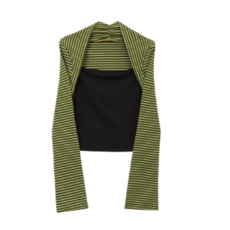Green Striped Elegant Long Sleeve
